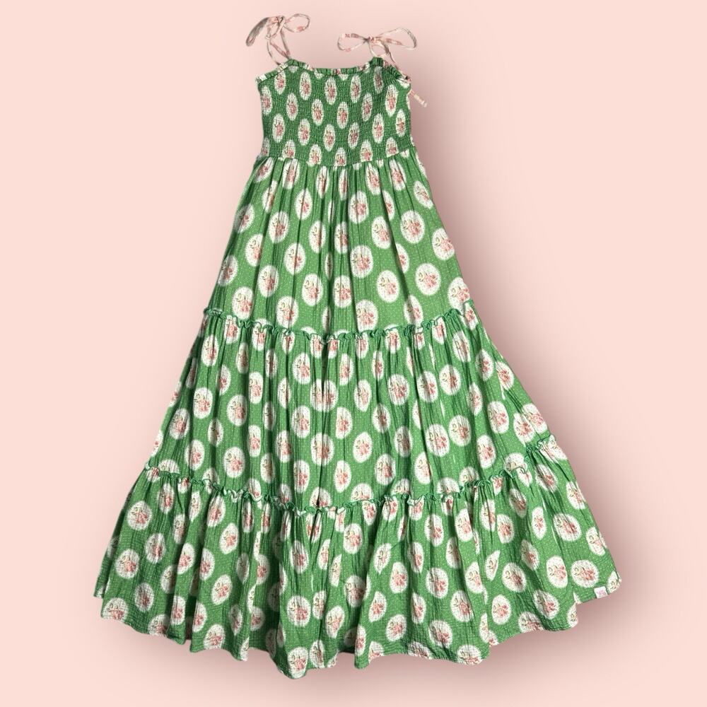 Sweet Honey Girls 12 Youth Floral Tiered Ruffle Sun Dress Smocked Cottagecore